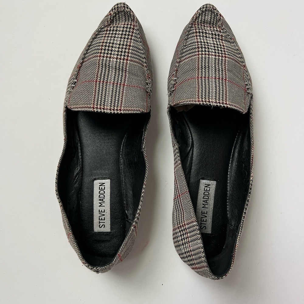 Steve Madden Women's Checkered Loafers - Black, White, and Red - Picture 2 of 6